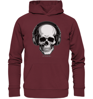 Requiem in Beats – Totenkopf mit Ohrhörern für Musikrebellen - Organic Hoodie | Hoodies | Dark Shadows Arts