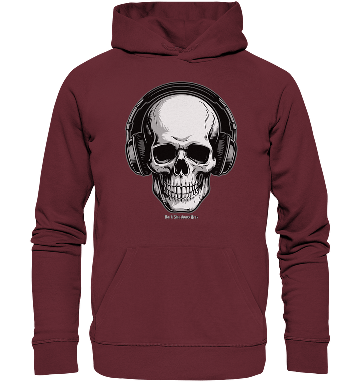Requiem in Beats – Totenkopf mit Ohrhörern für Musikrebellen - Organic Hoodie | Hoodies | Dark Shadows Arts