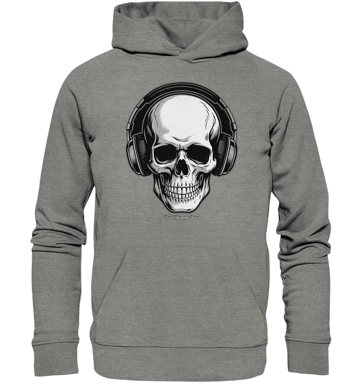 Requiem in Beats – Totenkopf mit Ohrhörern für Musikrebellen - Organic Hoodie | Hoodies | Dark Shadows Arts