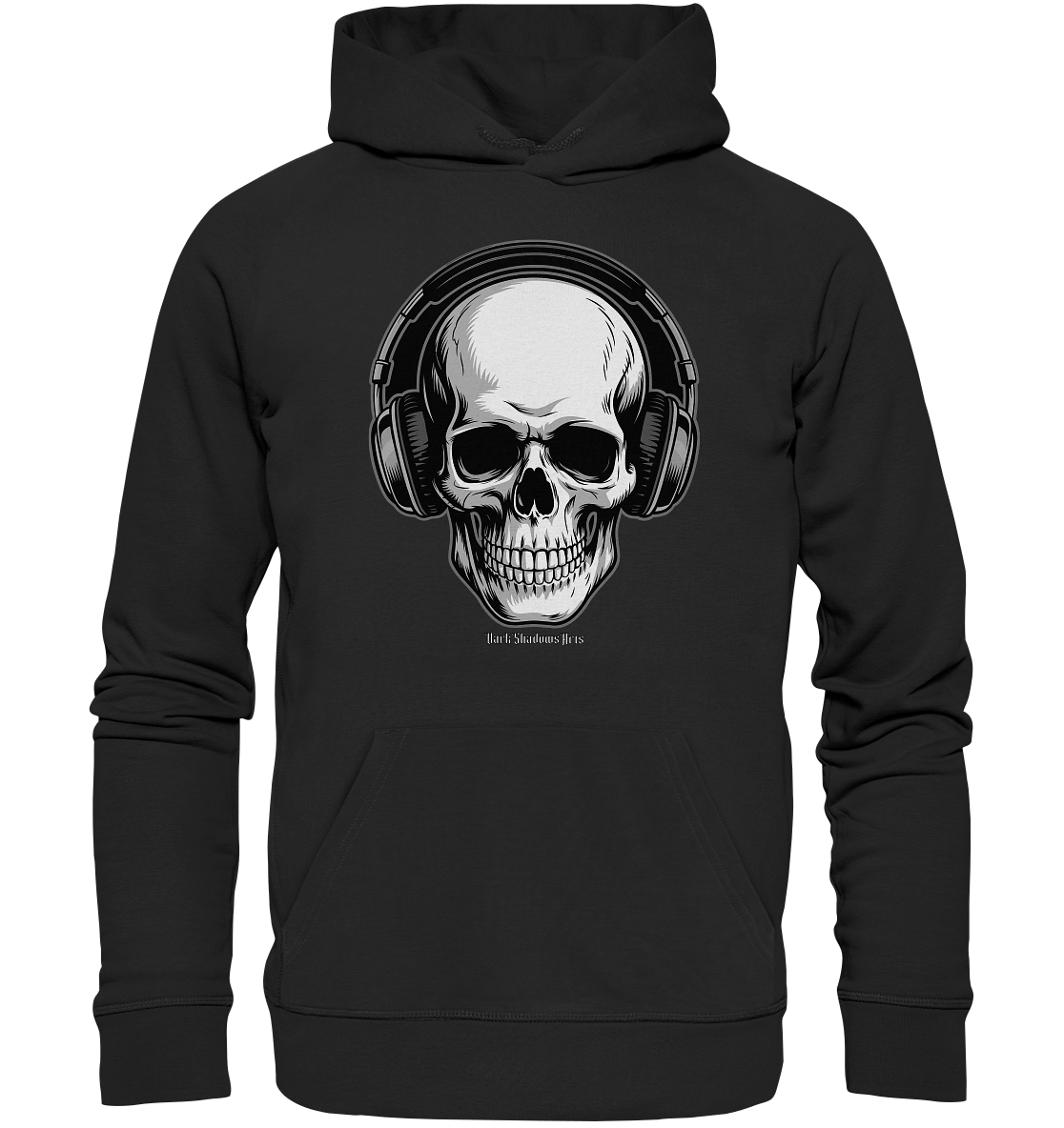 Requiem in Beats – Totenkopf mit Ohrhörern für Musikrebellen - Organic Hoodie | Hoodies | Dark Shadows Arts
