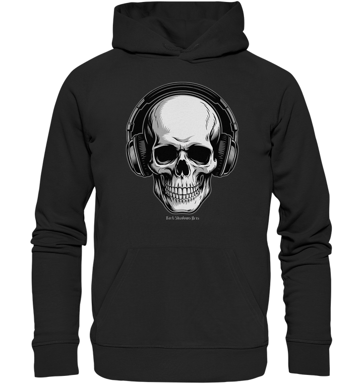 Requiem in Beats – Totenkopf mit Ohrhörern für Musikrebellen - Organic Hoodie | Hoodies | Dark Shadows Arts