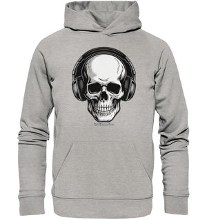Requiem in Beats – Totenkopf mit Ohrhörern für Musikrebellen - Organic Hoodie | Hoodies | Dark Shadows Arts