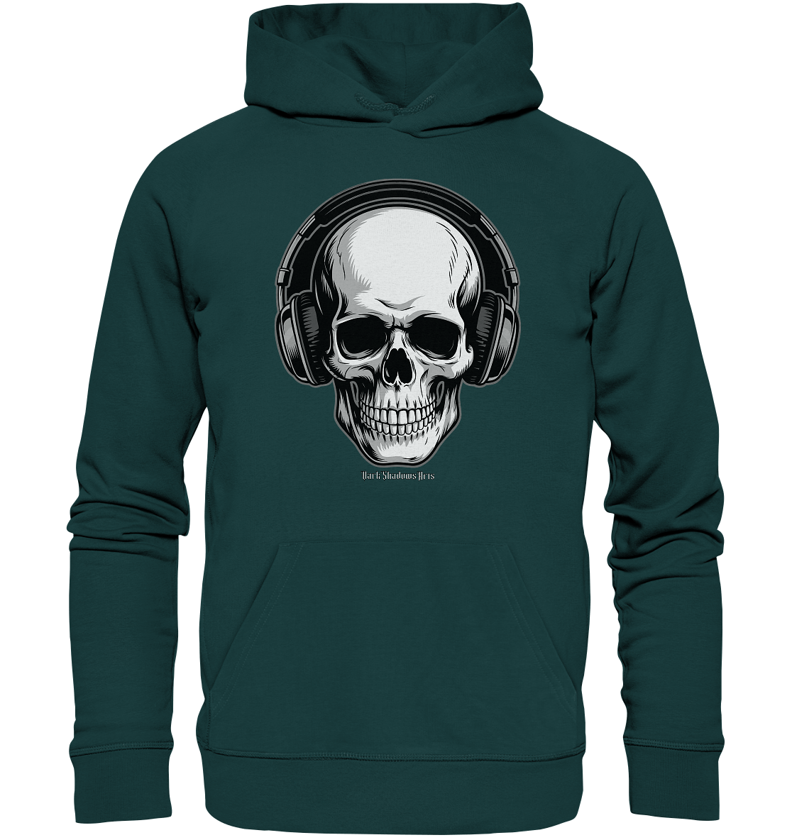 Requiem in Beats – Totenkopf mit Ohrhörern für Musikrebellen - Organic Hoodie | Hoodies | Dark Shadows Arts