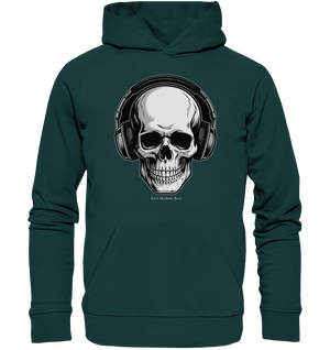 Requiem in Beats – Totenkopf mit Ohrhörern für Musikrebellen - Organic Hoodie | Hoodies | Dark Shadows Arts