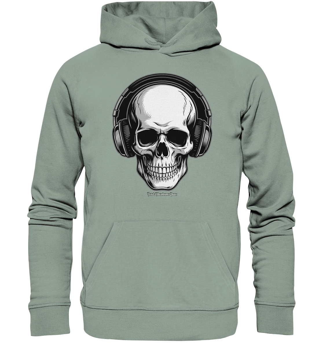 Requiem in Beats – Totenkopf mit Ohrhörern für Musikrebellen - Organic Hoodie | Hoodies | Dark Shadows Arts