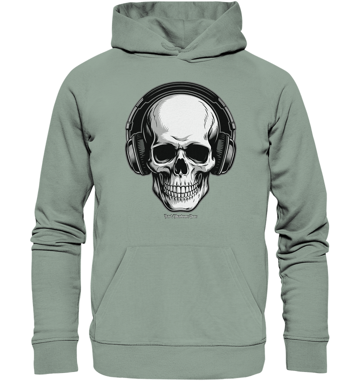 Requiem in Beats – Totenkopf mit Ohrhörern für Musikrebellen - Organic Hoodie | Hoodies | Dark Shadows Arts