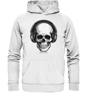 Requiem in Beats – Totenkopf mit Ohrhörern für Musikrebellen - Organic Hoodie | Hoodies | Dark Shadows Arts