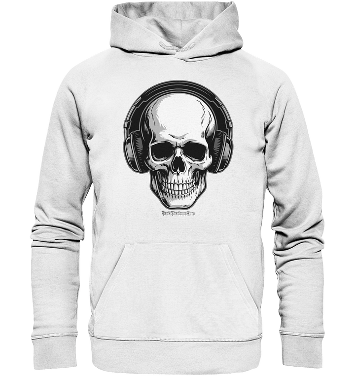 Requiem in Beats – Totenkopf mit Ohrhörern für Musikrebellen - Organic Hoodie | Hoodies | Dark Shadows Arts