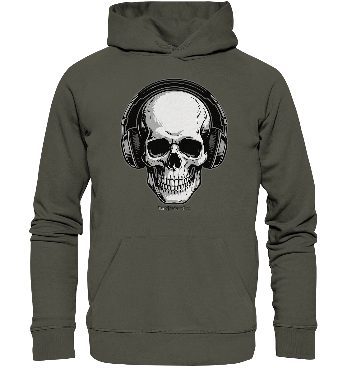 Requiem in Beats – Totenkopf mit Ohrhörern für Musikrebellen - Organic Hoodie | Hoodies | Dark Shadows Arts