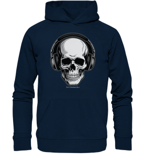 Requiem in Beats – Totenkopf mit Ohrhörern für Musikrebellen - Organic Hoodie | Hoodies | Dark Shadows Arts