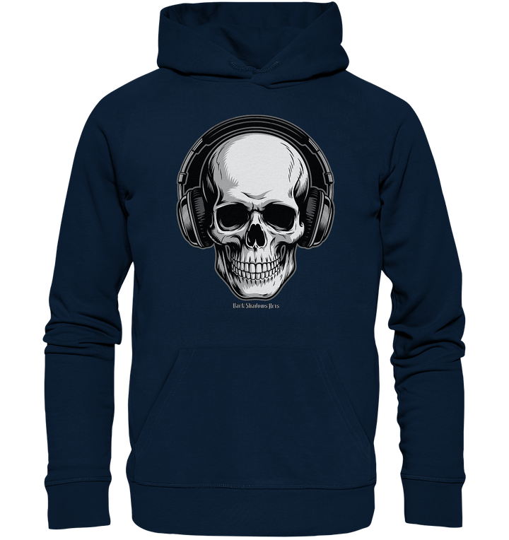 Requiem in Beats – Totenkopf mit Ohrhörern für Musikrebellen - Organic Hoodie | Hoodies | Dark Shadows Arts