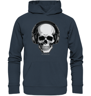 Requiem in Beats – Totenkopf mit Ohrhörern für Musikrebellen - Organic Hoodie | Hoodies | Dark Shadows Arts