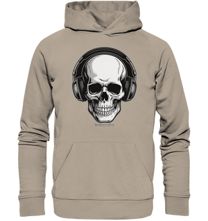 Requiem in Beats – Totenkopf mit Ohrhörern für Musikrebellen - Organic Hoodie | Hoodies | Dark Shadows Arts