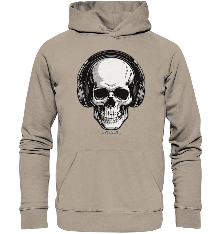 Requiem in Beats – Totenkopf mit Ohrhörern für Musikrebellen - Organic Hoodie | Hoodies | Dark Shadows Arts