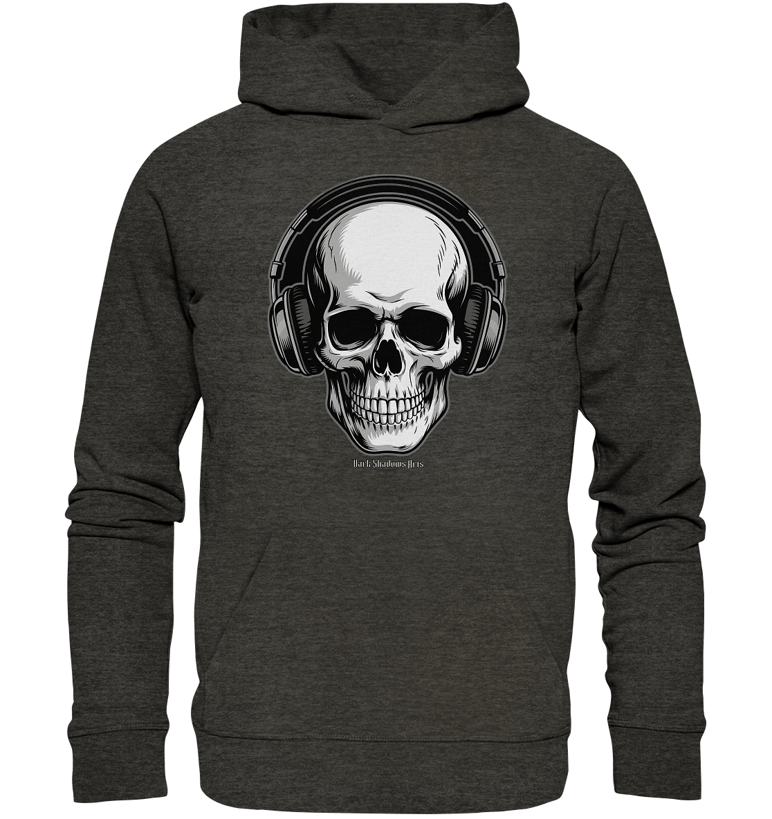 Requiem in Beats – Totenkopf mit Ohrhörern für Musikrebellen - Organic Hoodie | Hoodies | Dark Shadows Arts