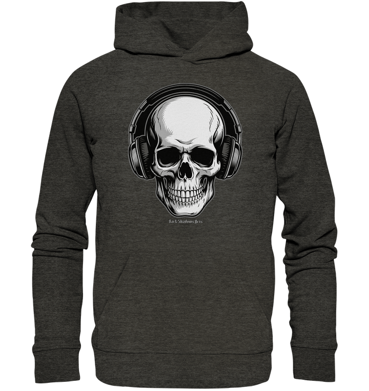 Requiem in Beats – Totenkopf mit Ohrhörern für Musikrebellen - Organic Hoodie | Hoodies | Dark Shadows Arts