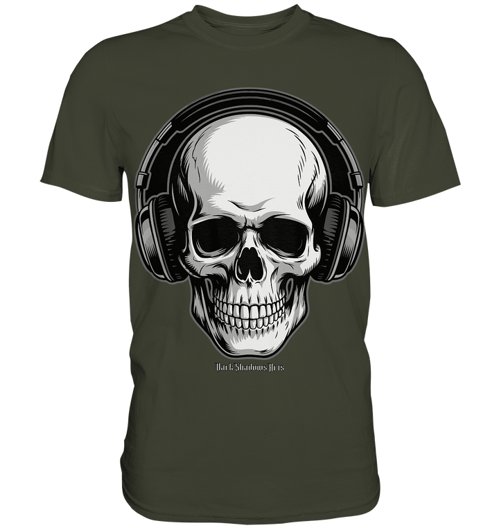 Requiem in Beats – Totenkopf mit Ohrhörern für Musikrebellen - Premium Shirt | Unisex - Shirts | Dark Shadows Arts