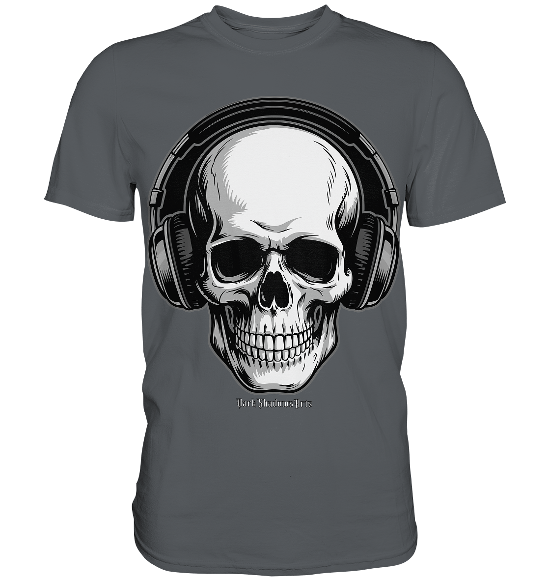 Requiem in Beats – Totenkopf mit Ohrhörern für Musikrebellen - Premium Shirt | Unisex - Shirts | Dark Shadows Arts