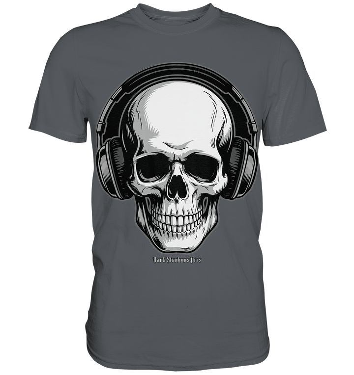 Requiem in Beats – Totenkopf mit Ohrhörern für Musikrebellen - Premium Shirt | Unisex - Shirts | Dark Shadows Arts
