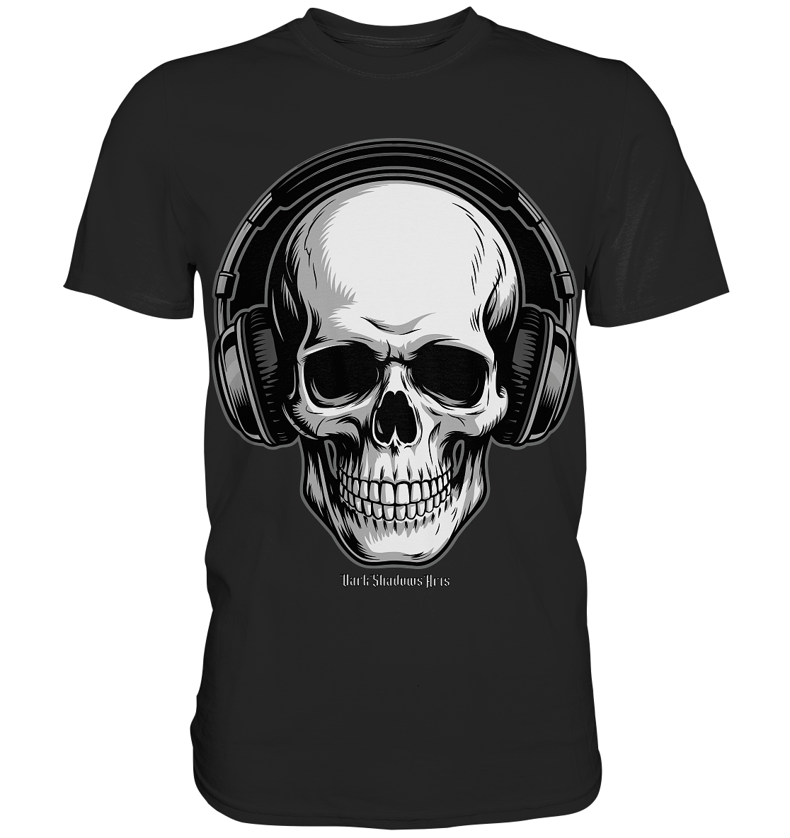 Requiem in Beats – Totenkopf mit Ohrhörern für Musikrebellen - Premium Shirt | Unisex - Shirts | Dark Shadows Arts