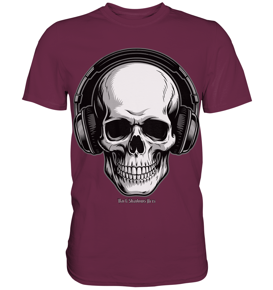 Requiem in Beats – Totenkopf mit Ohrhörern für Musikrebellen - Premium Shirt | Unisex - Shirts | Dark Shadows Arts