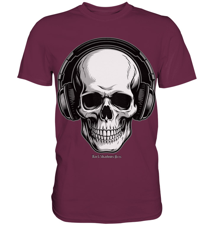 Requiem in Beats – Totenkopf mit Ohrhörern für Musikrebellen - Premium Shirt | Unisex - Shirts | Dark Shadows Arts