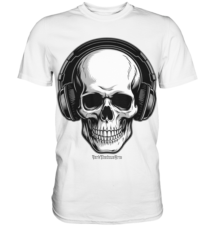 Requiem in Beats – Totenkopf mit Ohrhörern für Musikrebellen - Premium Shirt | Unisex - Shirts | Dark Shadows Arts