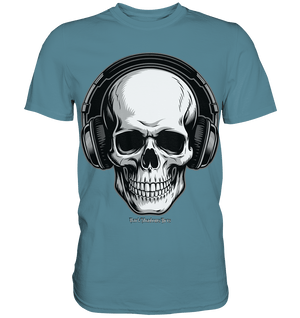 Requiem in Beats – Totenkopf mit Ohrhörern für Musikrebellen - Premium Shirt | Unisex - Shirts | Dark Shadows Arts