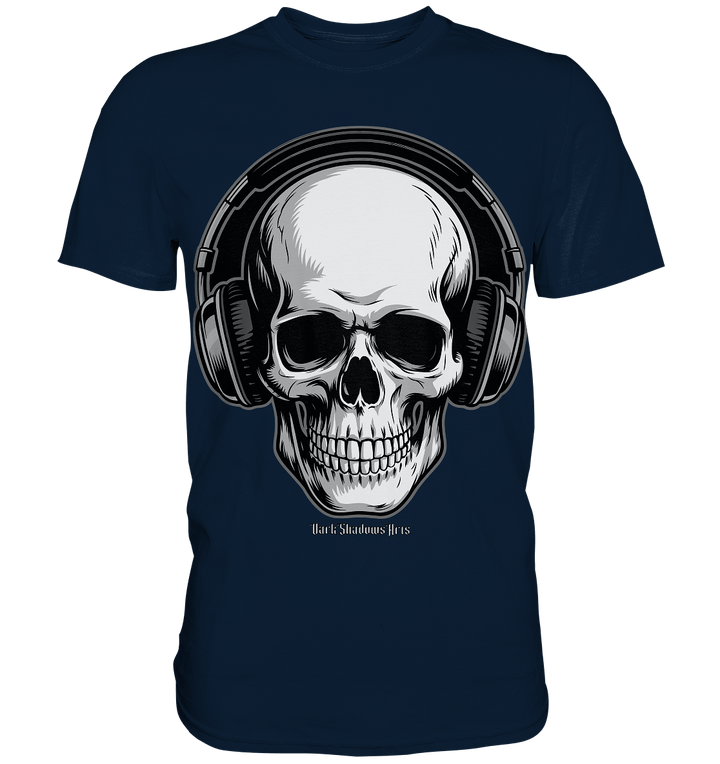 Requiem in Beats – Totenkopf mit Ohrhörern für Musikrebellen - Premium Shirt | Unisex - Shirts | Dark Shadows Arts