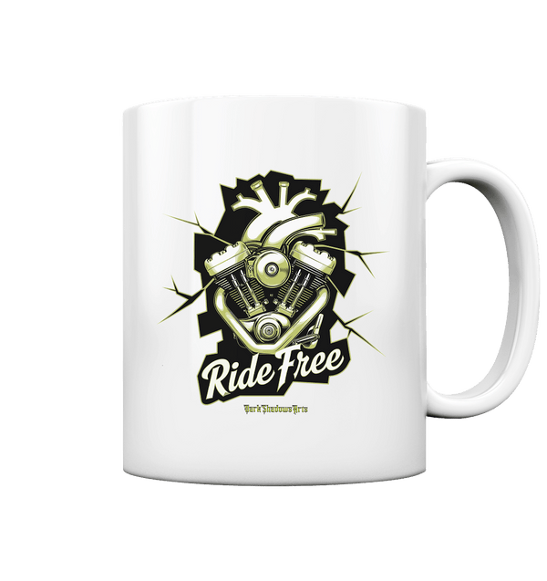 Ride Free – Motorrad & Freiheit - Tasse glossy | Trinkgefäße | Dark Shadows Arts