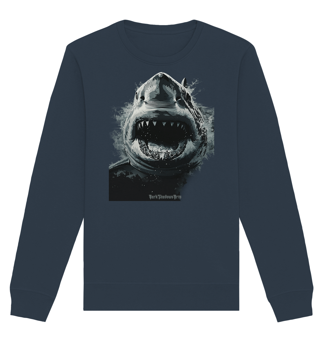 Shark of the Abyss – Die ungezähmte Kraft der Tiefsee - Organic Basic Unisex Sweatshirt | Sweatshirts | Dark Shadows Arts