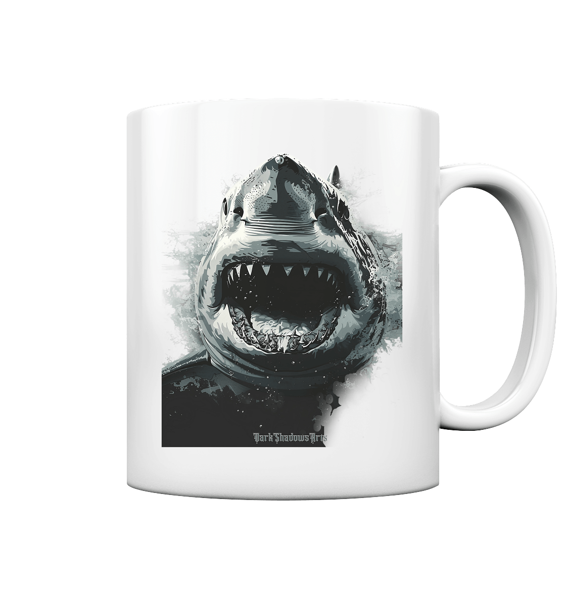 Shark of the Abyss – Die ungezähmte Kraft der Tiefsee - Tasse glossy | Trinkgefäße | Dark Shadows Arts