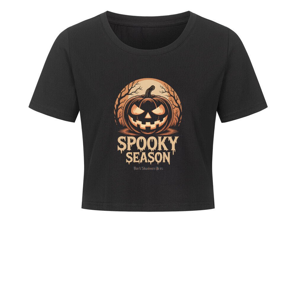 Spooky Season – Evil Pumpkin - Ladies Cropped Tee | T-Shirt | Dark Shadows Arts