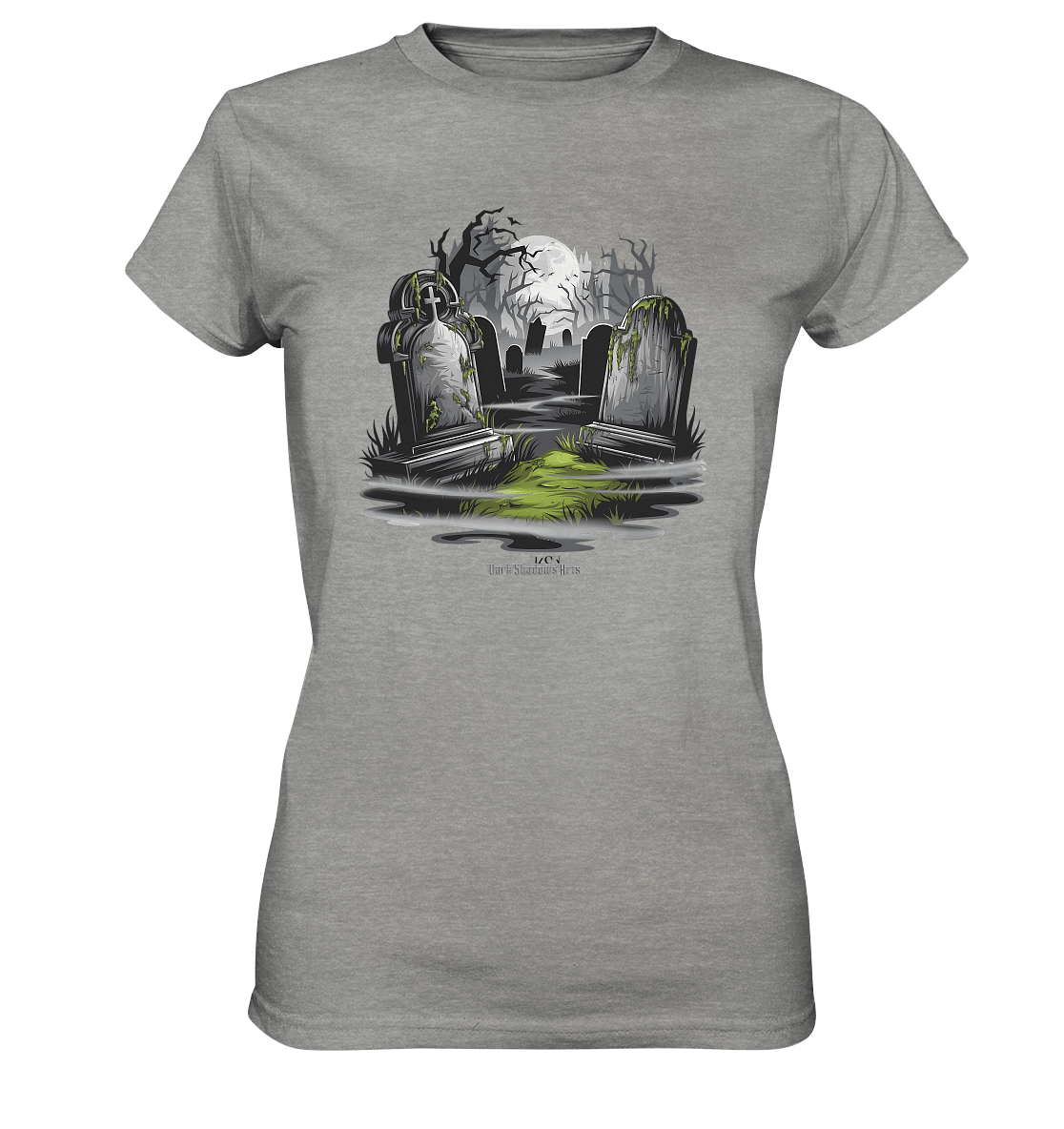Spukfriedhof mit Vollmond und Nebel - Gruselige Halloween - Kunst - Ladies Premium Shirt | Lady - Shirts | Dark Shadows Arts