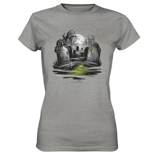 Spukfriedhof mit Vollmond und Nebel - Gruselige Halloween - Kunst - Ladies Premium Shirt | Lady - Shirts | Dark Shadows Arts