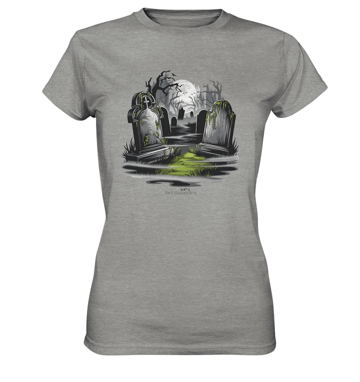 Spukfriedhof mit Vollmond und Nebel - Gruselige Halloween - Kunst - Ladies Premium Shirt | Lady - Shirts | Dark Shadows Arts