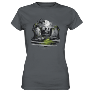 Spukfriedhof mit Vollmond und Nebel - Gruselige Halloween - Kunst - Ladies Premium Shirt | Lady - Shirts | Dark Shadows Arts