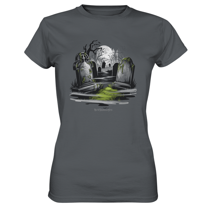 Spukfriedhof mit Vollmond und Nebel - Gruselige Halloween - Kunst - Ladies Premium Shirt | Lady - Shirts | Dark Shadows Arts