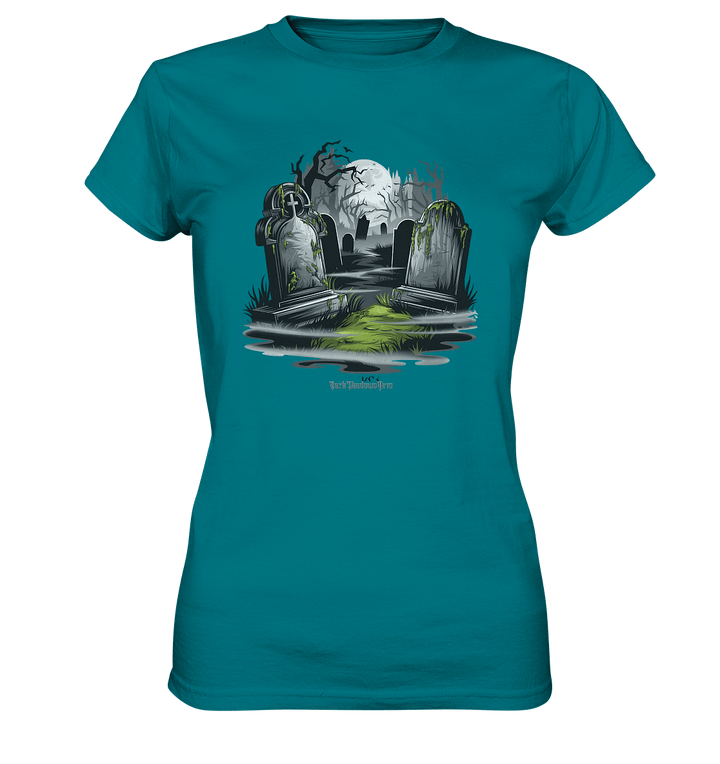 Spukfriedhof mit Vollmond und Nebel - Gruselige Halloween - Kunst - Ladies Premium Shirt | Lady - Shirts | Dark Shadows Arts