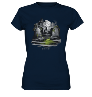 Spukfriedhof mit Vollmond und Nebel - Gruselige Halloween - Kunst - Ladies Premium Shirt | Lady - Shirts | Dark Shadows Arts