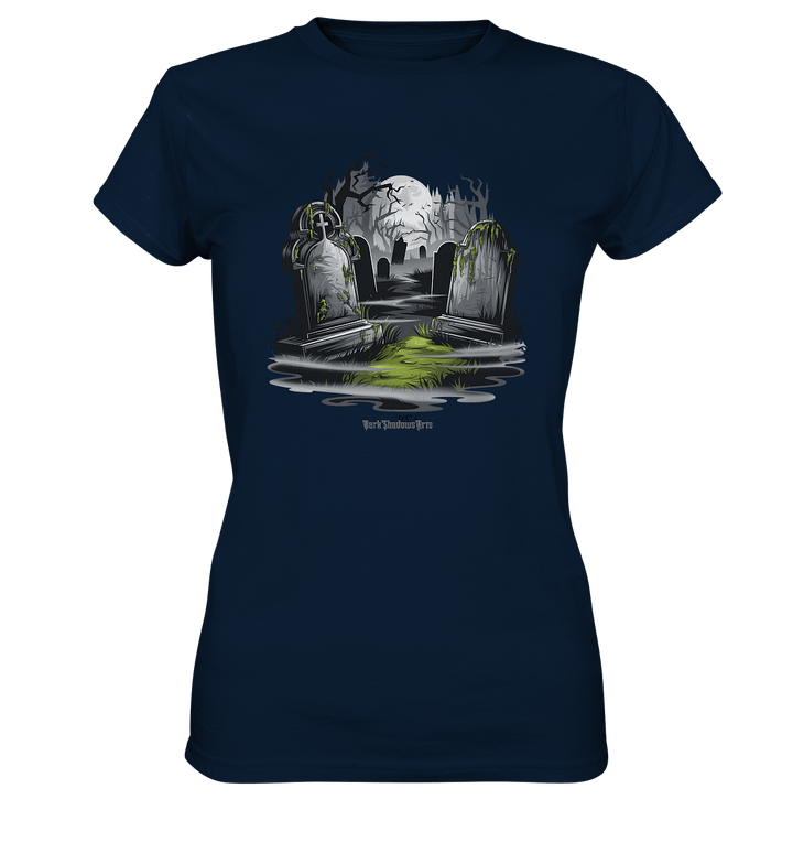 Spukfriedhof mit Vollmond und Nebel - Gruselige Halloween - Kunst - Ladies Premium Shirt | Lady - Shirts | Dark Shadows Arts
