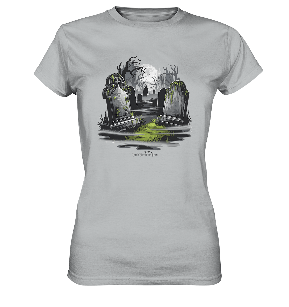 Spukfriedhof mit Vollmond und Nebel - Gruselige Halloween - Kunst - Ladies Premium Shirt | Lady - Shirts | Dark Shadows Arts