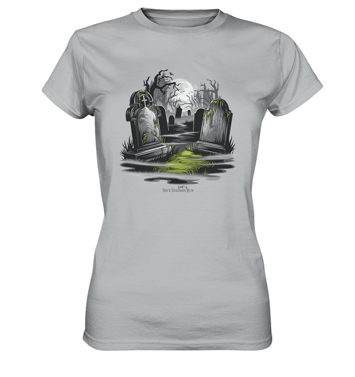 Spukfriedhof mit Vollmond und Nebel - Gruselige Halloween - Kunst - Ladies Premium Shirt | Lady - Shirts | Dark Shadows Arts