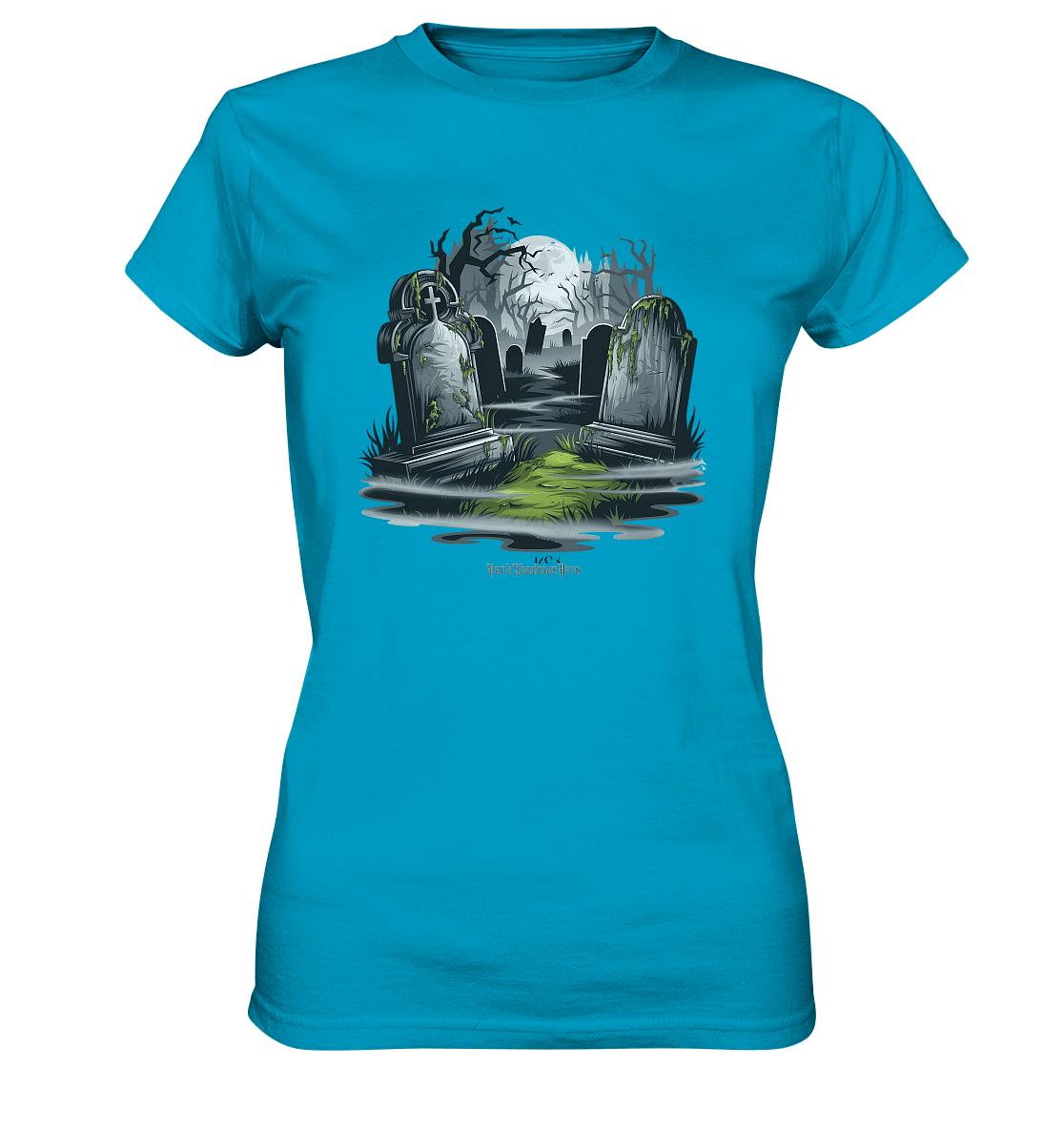 Spukfriedhof mit Vollmond und Nebel - Gruselige Halloween - Kunst - Ladies Premium Shirt | Lady - Shirts | Dark Shadows Arts