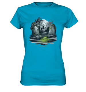 Spukfriedhof mit Vollmond und Nebel - Gruselige Halloween - Kunst - Ladies Premium Shirt | Lady - Shirts | Dark Shadows Arts
