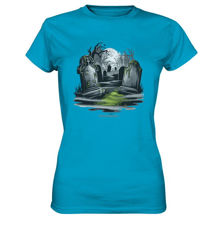 Spukfriedhof mit Vollmond und Nebel - Gruselige Halloween - Kunst - Ladies Premium Shirt | Lady - Shirts | Dark Shadows Arts