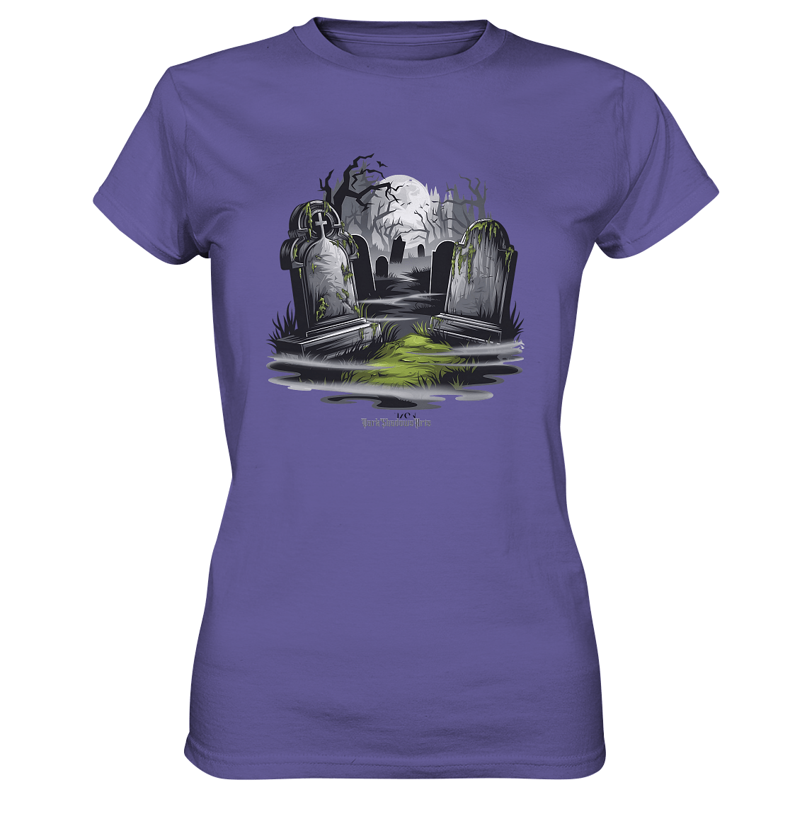 Spukfriedhof mit Vollmond und Nebel - Gruselige Halloween - Kunst - Ladies Premium Shirt | Lady - Shirts | Dark Shadows Arts