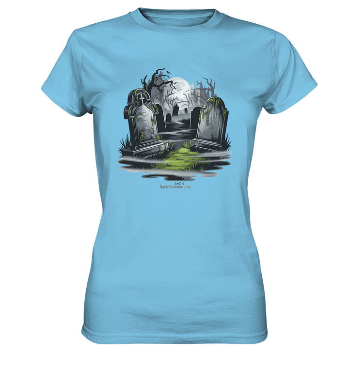 Spukfriedhof mit Vollmond und Nebel - Gruselige Halloween - Kunst - Ladies Premium Shirt | Lady - Shirts | Dark Shadows Arts