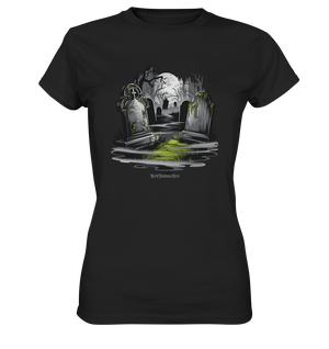 Spukfriedhof mit Vollmond und Nebel - Gruselige Halloween - Kunst - Ladies Premium Shirt | Lady - Shirts | Dark Shadows Arts