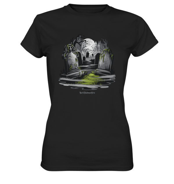 Spukfriedhof mit Vollmond und Nebel - Gruselige Halloween - Kunst - Ladies Premium Shirt | Lady - Shirts | Dark Shadows Arts